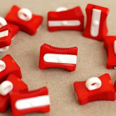 Pencil sharpener button - red and white 