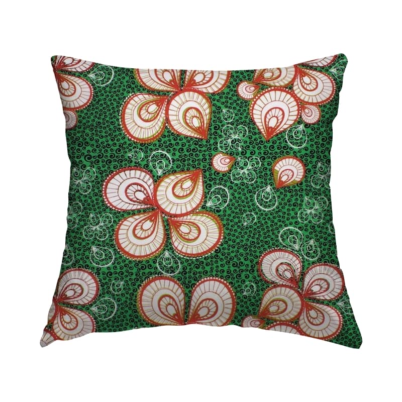 Cotton with wax pattern - green / rust