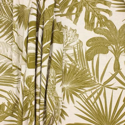 Upholstery fabric with parrots - khaki