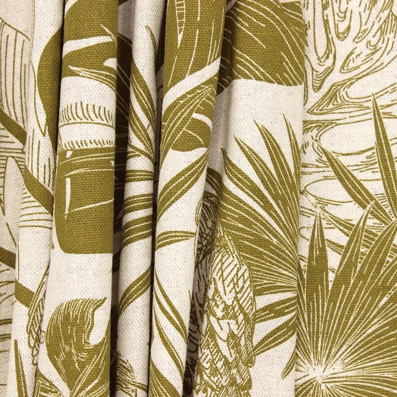 Upholstery fabric with parrots - khaki