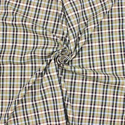 Checkered jacquard fabric - beige / green