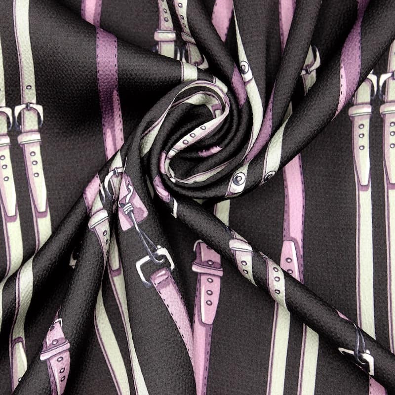 Crêpe satin with belt pattern - purple