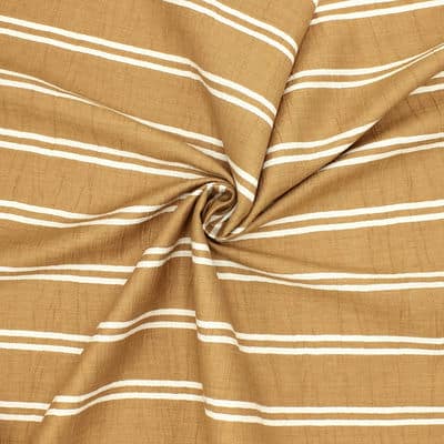 Striped fabric with crumbled aspect - caramel