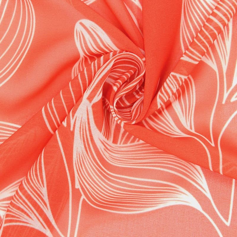 Veil with floral print - burnt orange 
