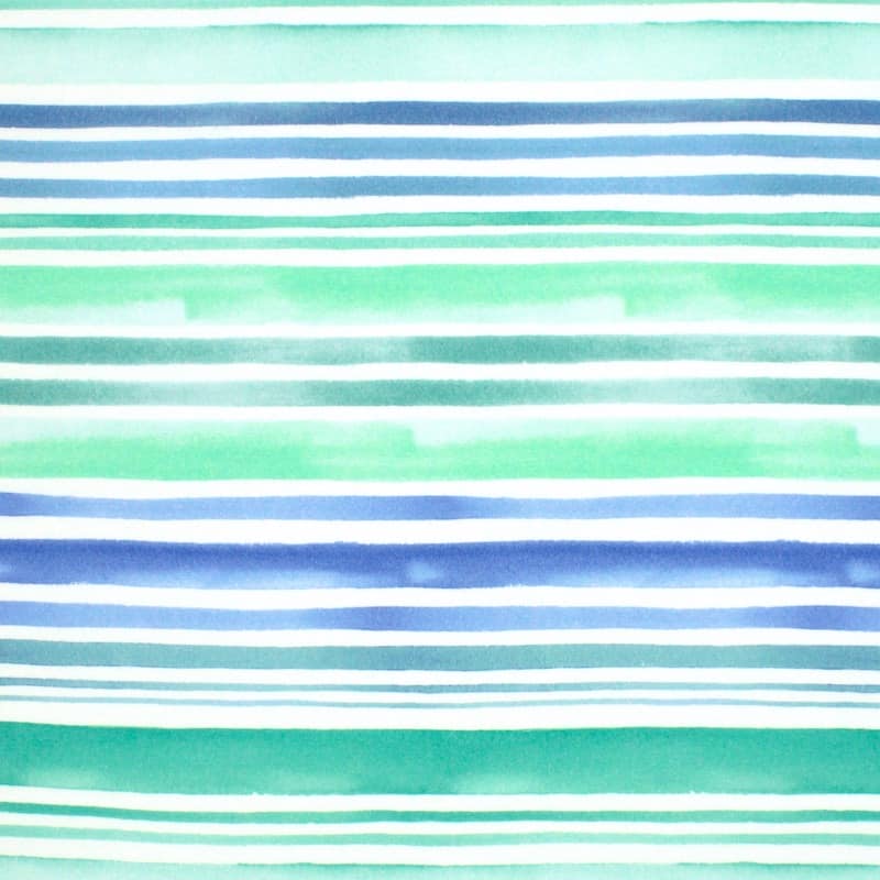 Tissu crêpe viscose à rayures - bleu/vert