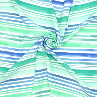 Tissu crêpe viscose à rayures - bleu/vert