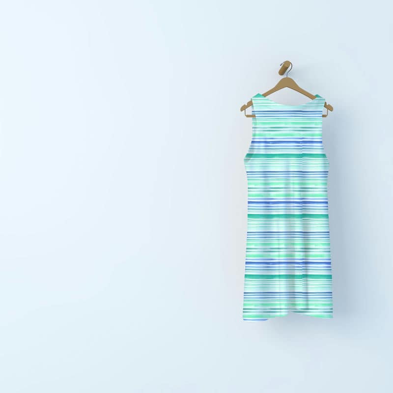 Viscose crêpe fabric with stripes - blue/green