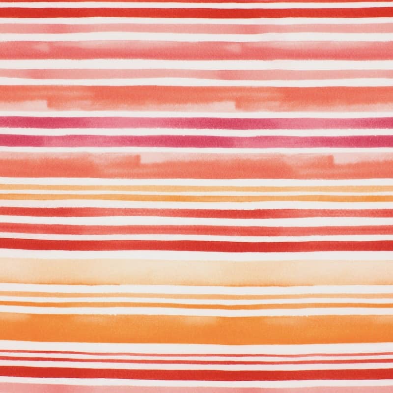 Viscose crêpe fabric with stripes - coral/orange