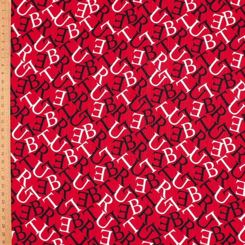 Tissu polyester légèrement plissé lettre - rouge