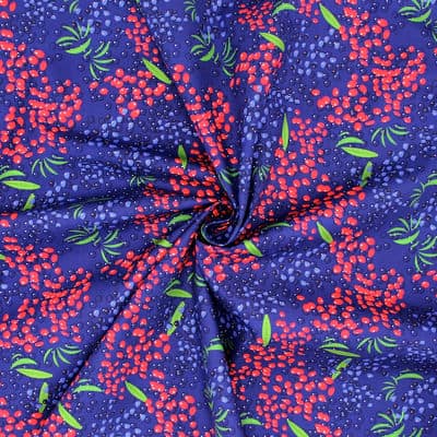 Poplin of cotton with berries - blue