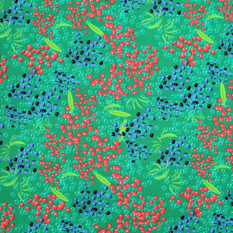 Poplin of cotton with berries - green