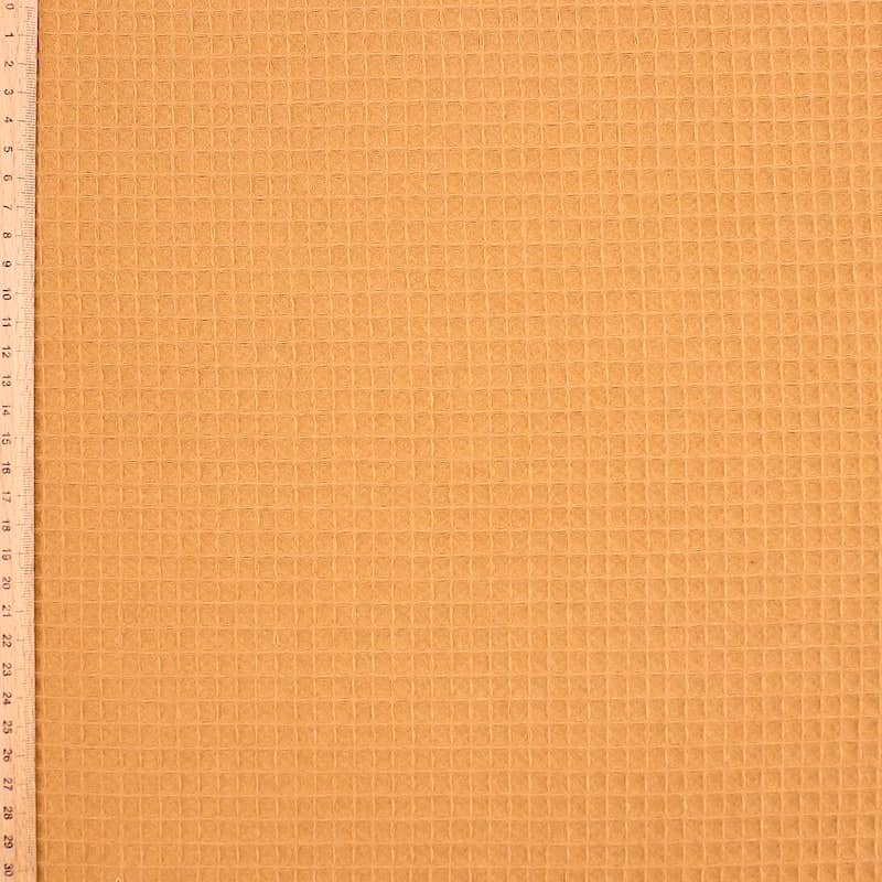 Piqué cotton with honeycomb pattern - camel