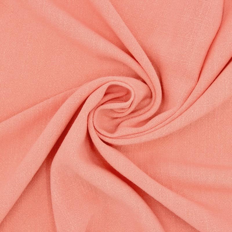 Fabric in viscose and linen - salmon pink