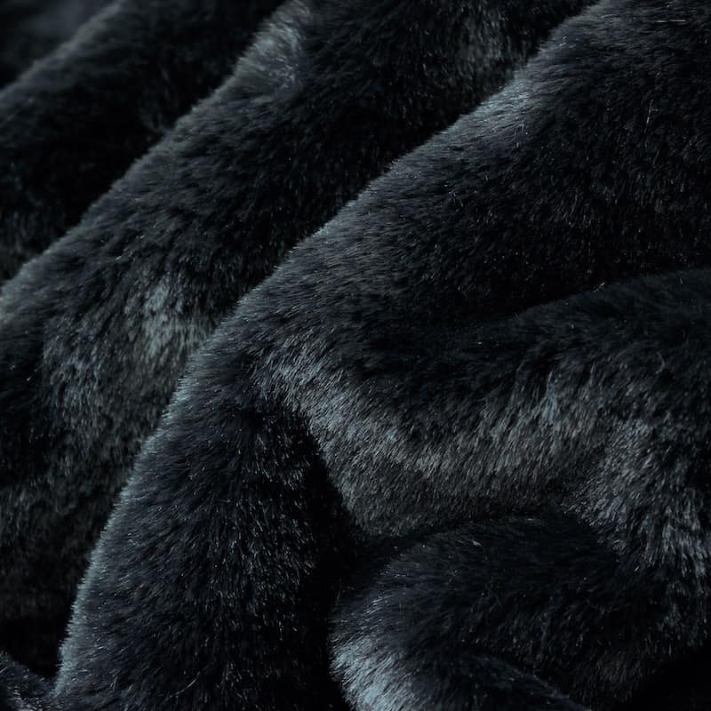 Faux fur with smooth fur - black
