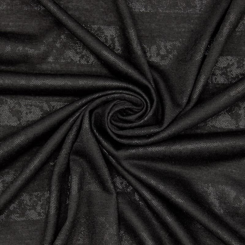 Jersey fabric with shiny stripes - black 
