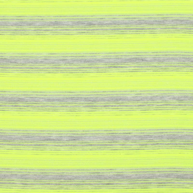 Striped knit fabric with fantasy thread - grey/yellow 
