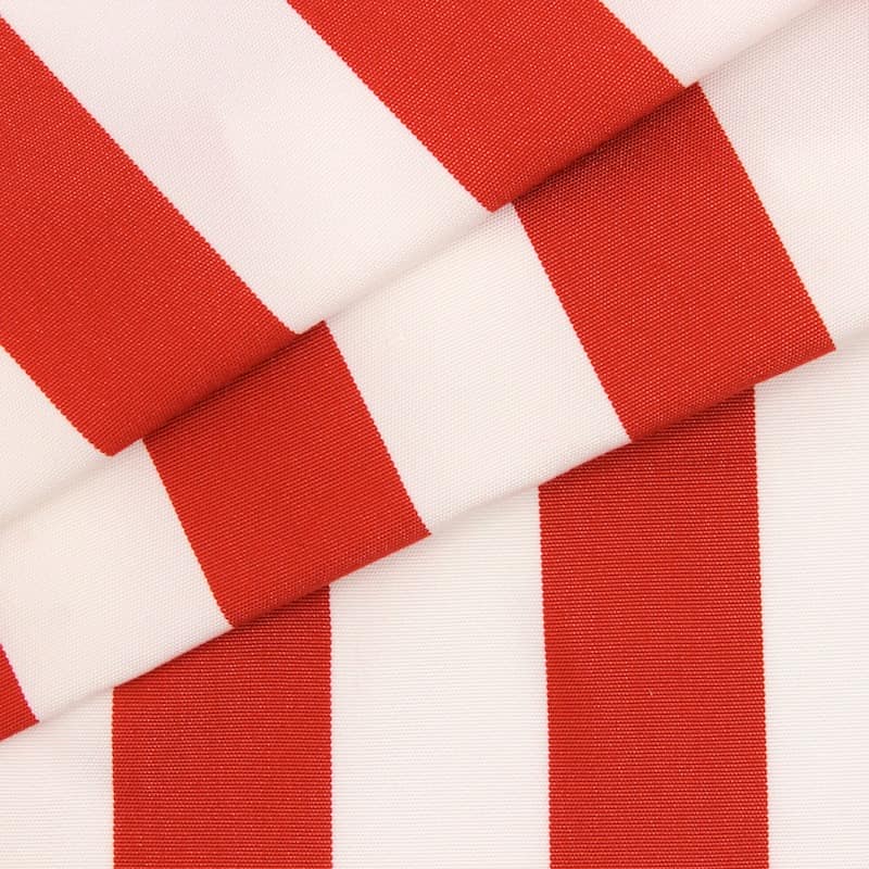 Striped deckchair cloth in dralon - red and white
