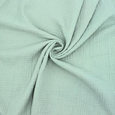 Tissu double gaze de coton vert de gris