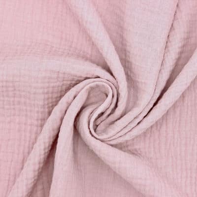 Tissu double gaze de coton rose pétale