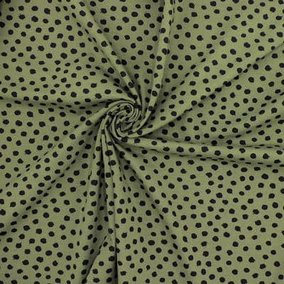 Jersey fabric with dots - dark green