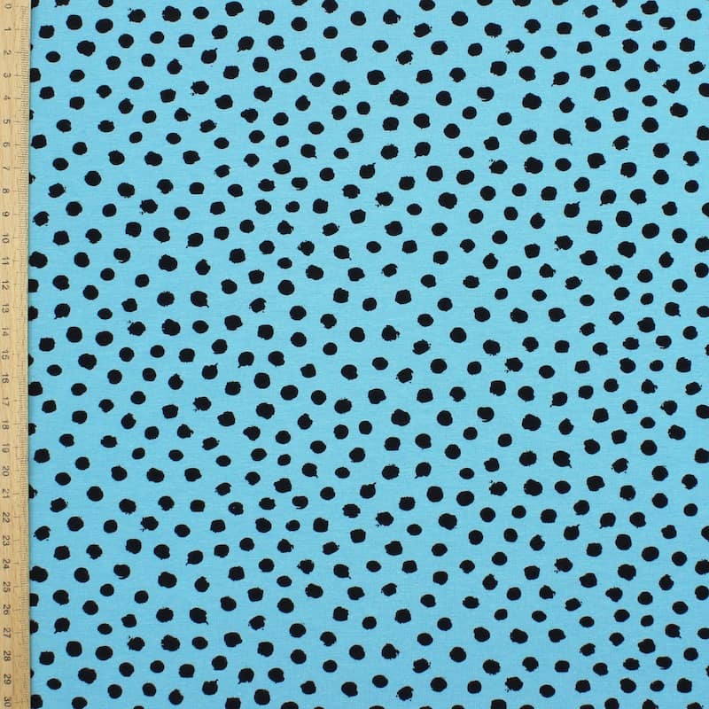 Jersey fabric with dots - light blue