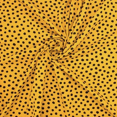 Jersey fabric with dots - ochre