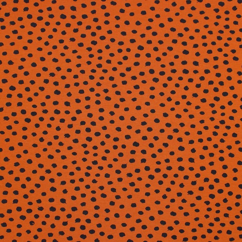 Jersey fabric with dots - cognac