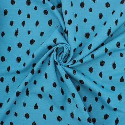 Jersey fabric with dots - teal