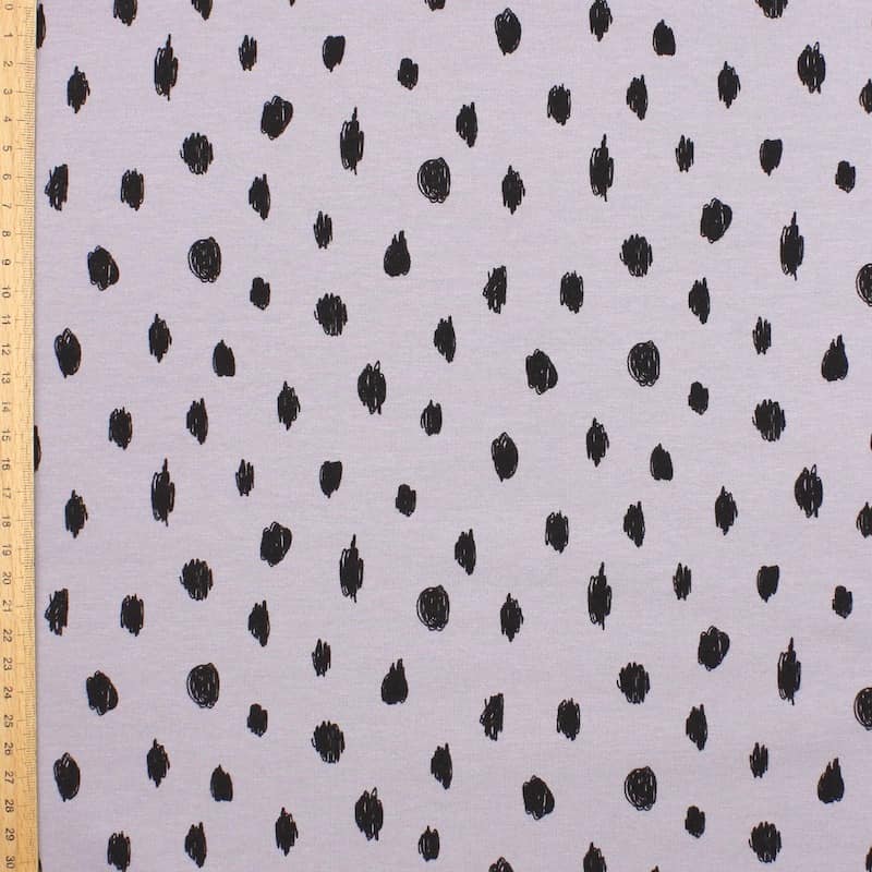 Jersey fabric with dots - grey