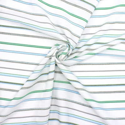 Striped jacquard fabric - green and blue