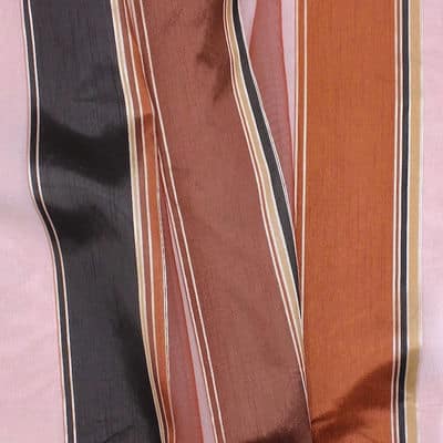 Cloth of 3m Transparent veil with  stripes - rust-colored