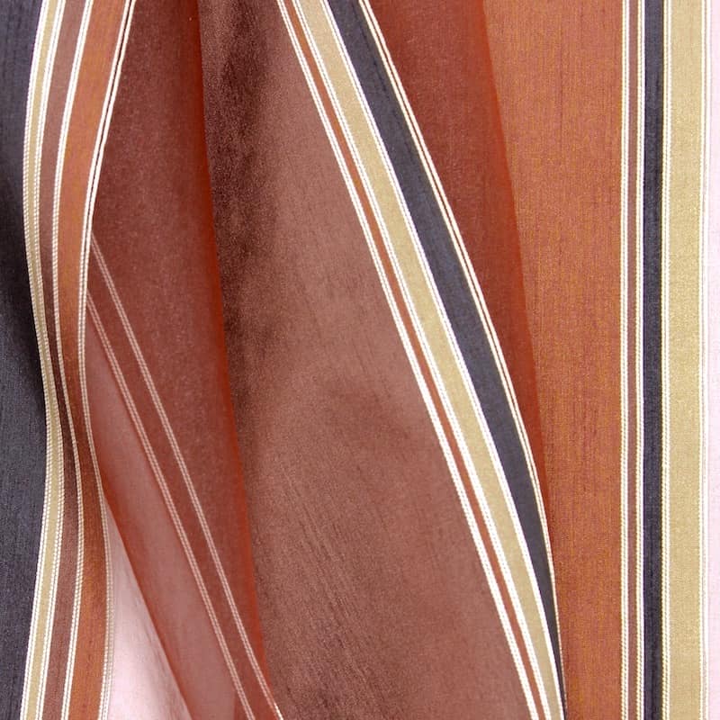 Cloth of 3m Transparent veil with  stripes - rust-colored