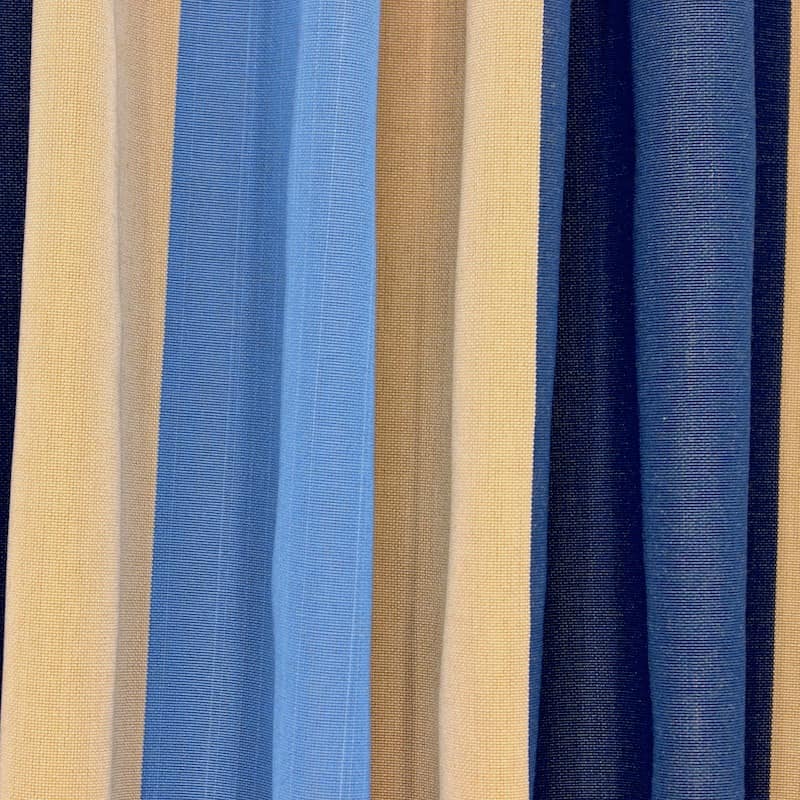Tissu d'ameublement rayé bleu, marine et beige 