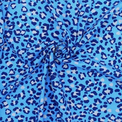 100% viscose fabric printed with animals - blue
