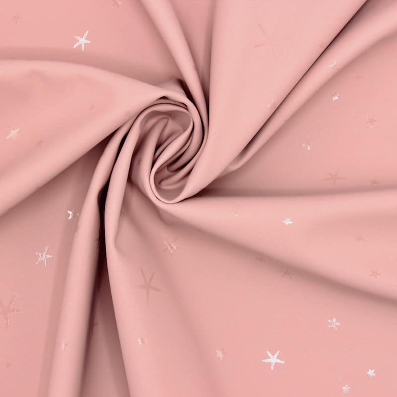 Tissu imperméable étoiles - rose