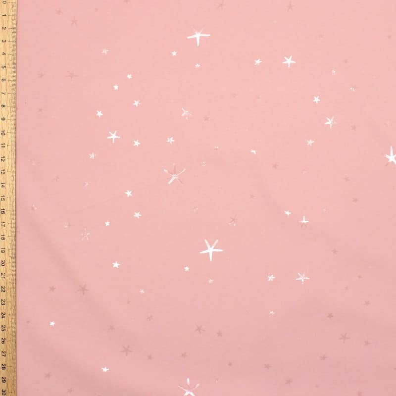 Waterproof fabric with stars - pink