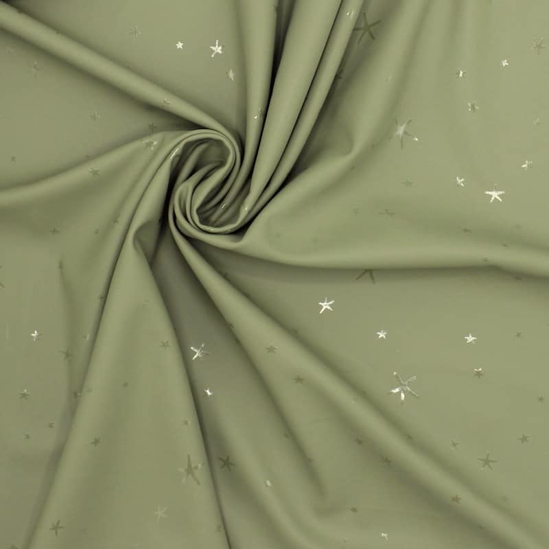 Waterproof fabric with stars - khaki