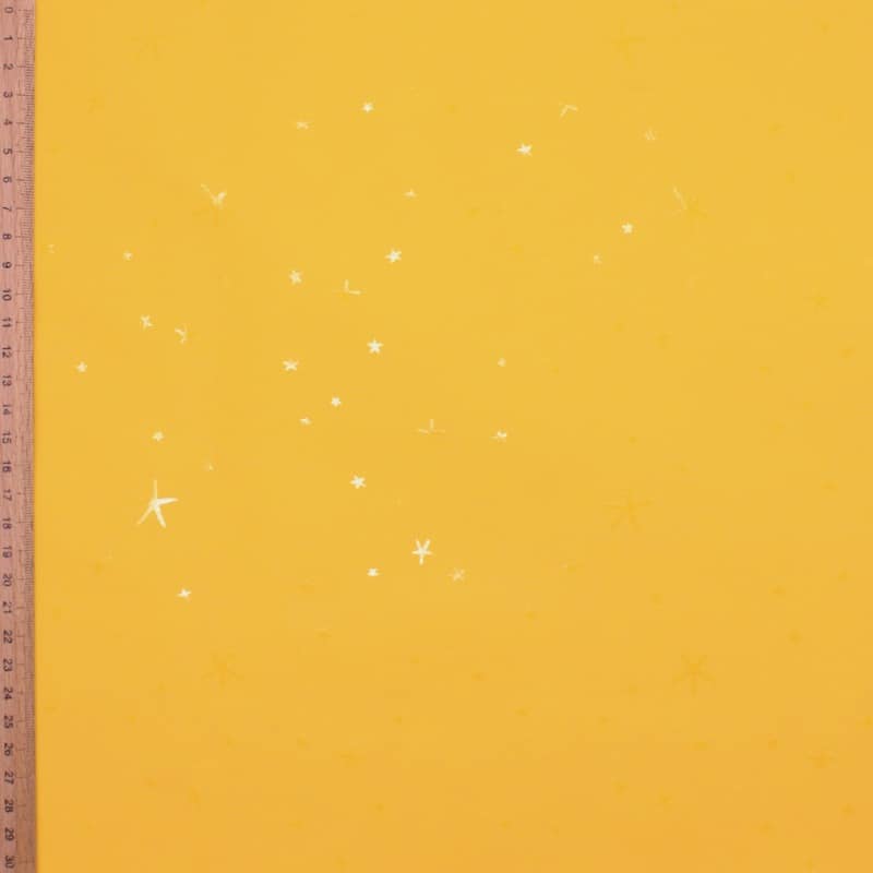 Waterproof fabric with stars - yellow