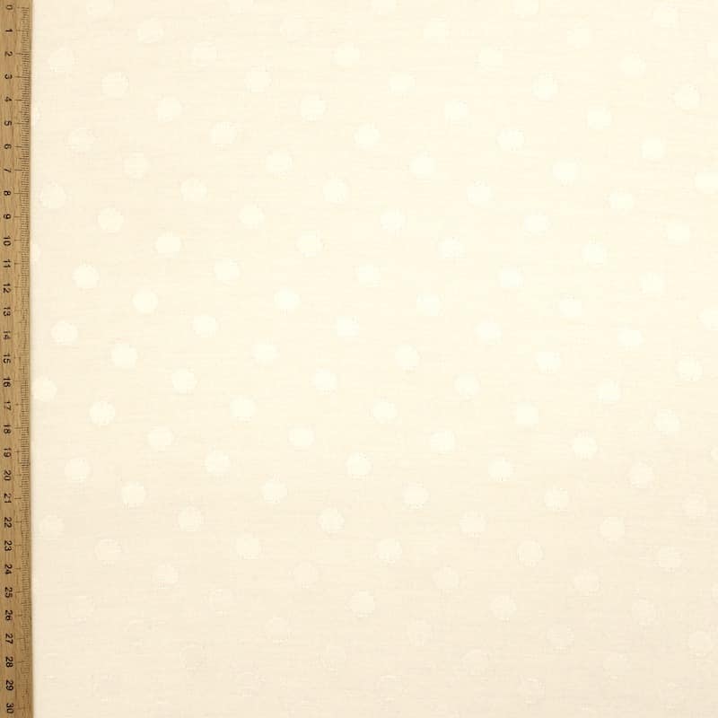 Satin jacquard with dots - ivory