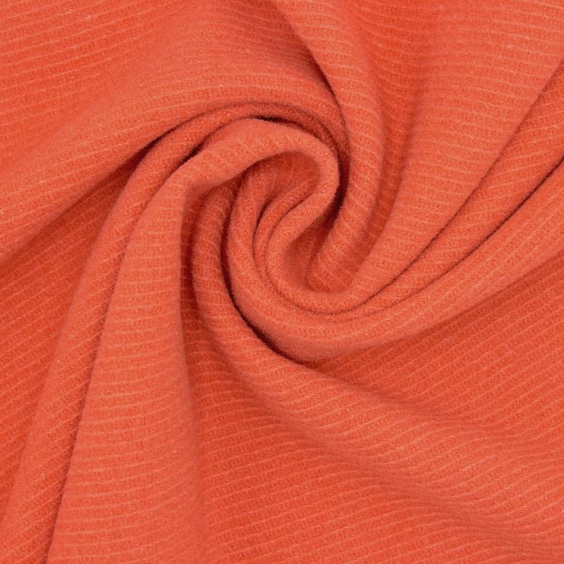 Stof in wol met dikke keperbinding - verbrand oranje