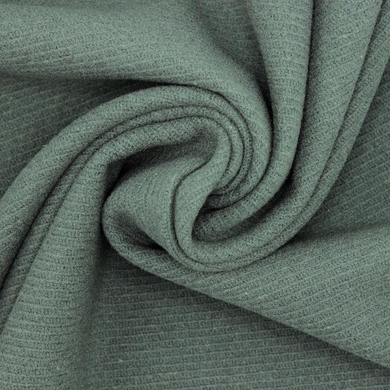 Wool fabric with big twill weave - green