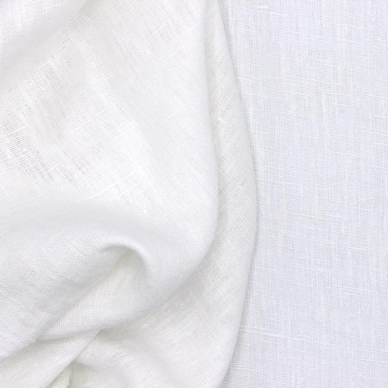 Tissu en 100% lin lavé uni blanc