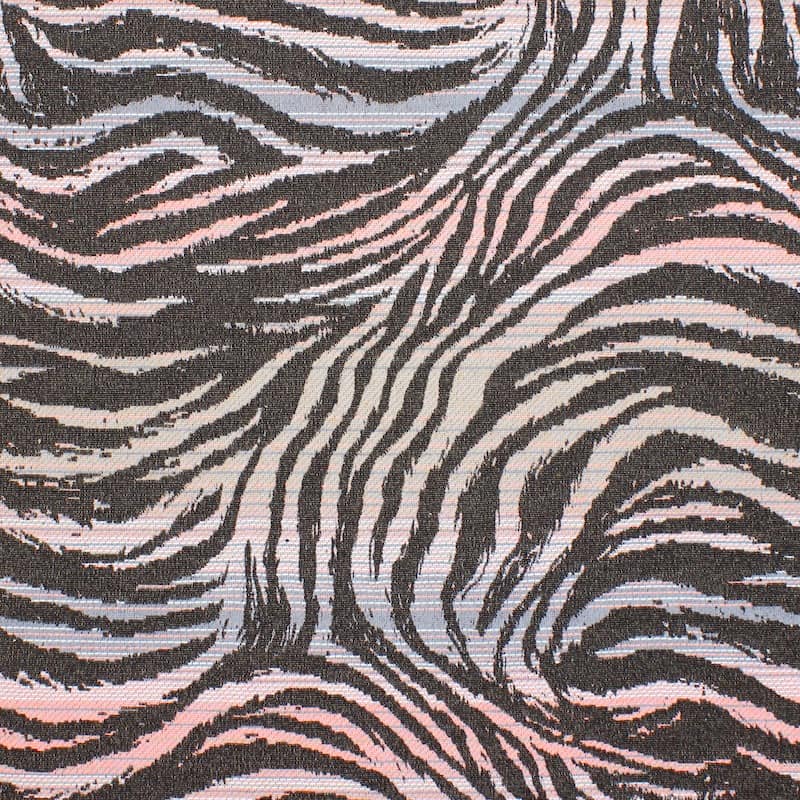 Zebra jacquard fabric - grey / pink
