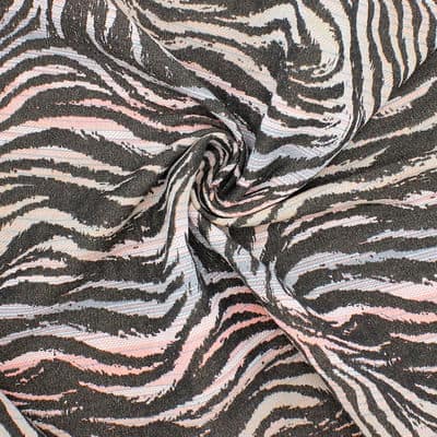 Zebra jacquardstof - grijs / roos