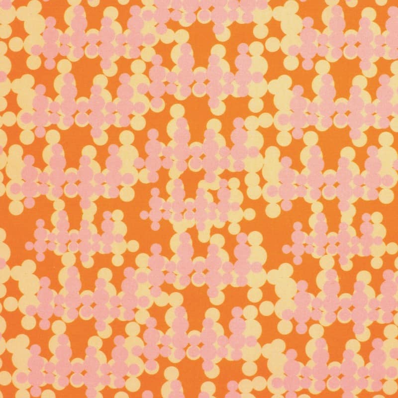 Katoen popeline met grafische print - oranje, perzik en geel