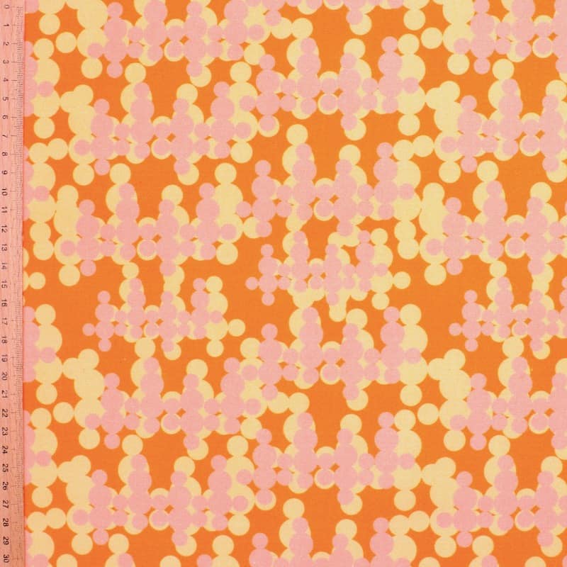 Poplin cotton with graphic print - orange, peach & yellow