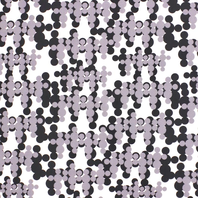 Katoen popeline met grafische print - wit, zwart en grijs