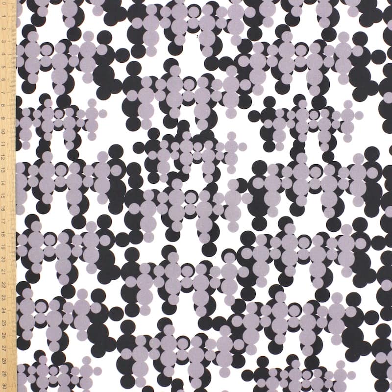 Poplin cotton with graphic print - white, black & grey