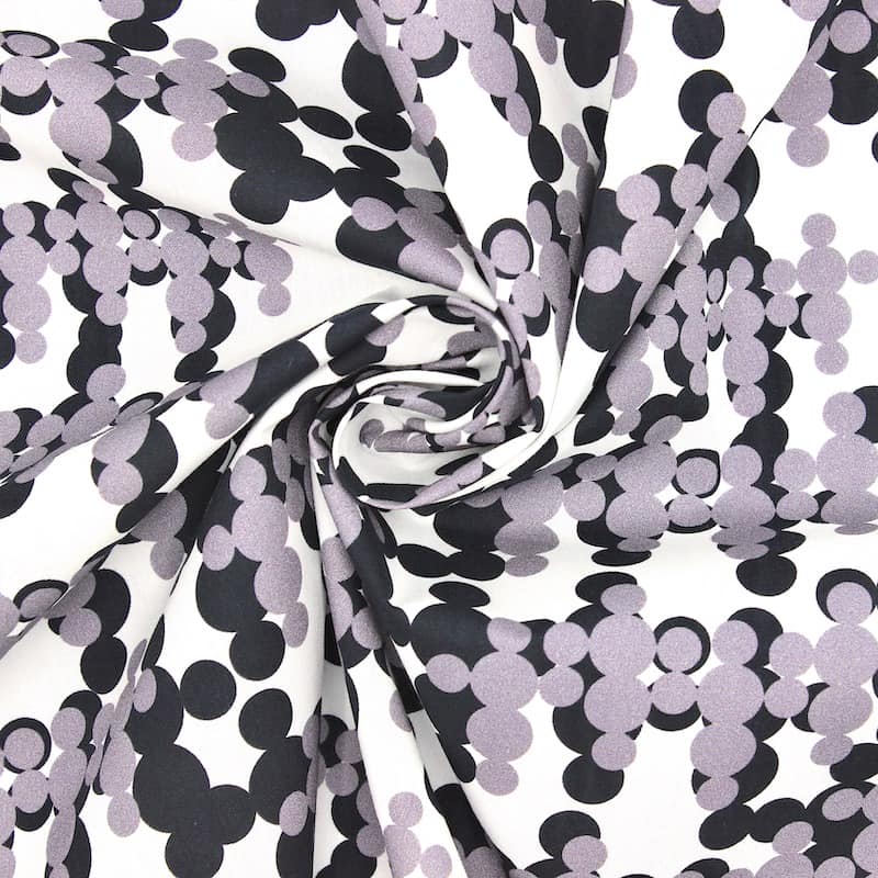 Poplin cotton with graphic print - white, black & grey