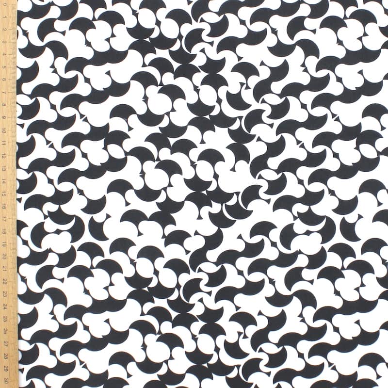 Poplin cotton with graphic print - black and white